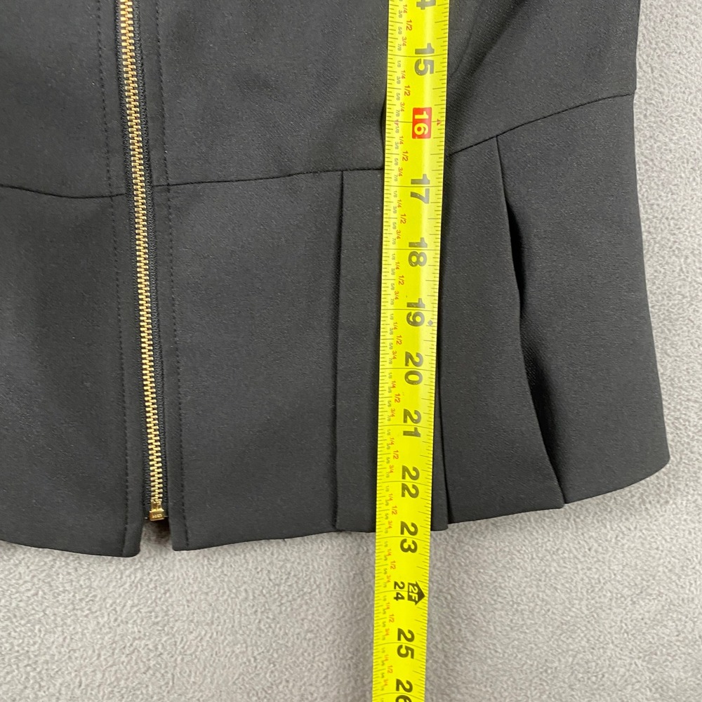 Tahari ASL Womens Black Pleated Peplum Zip Front Collarless Blazer Jacket Size 4 - Picture 5 of 7
